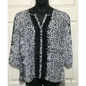 Laura Ashley Blouse Lace Size L Snake Pattern